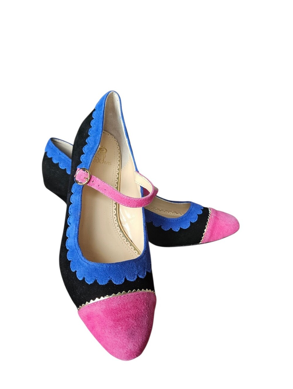 Rara AVIS suede Multi Color Pumps Heels Pink Black And Royal Blue 8.5 M